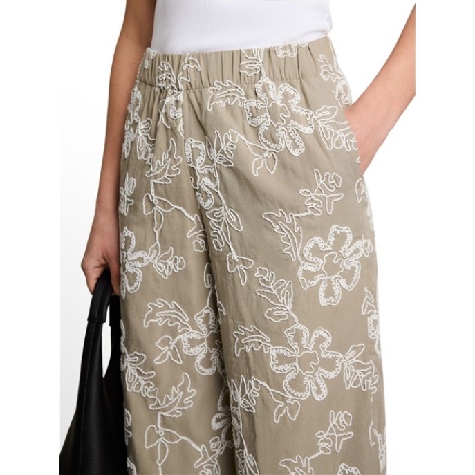 Tom Tailor Damesmode fluent culotte broek met borduring1052111 groen